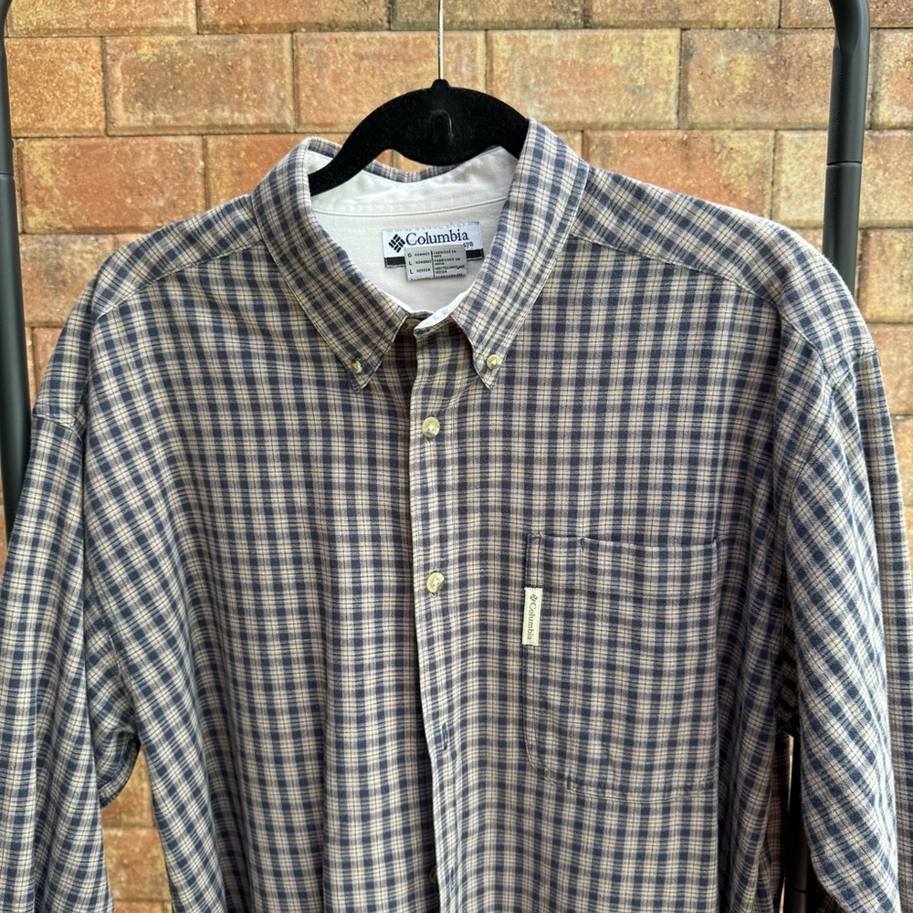 Columbia Mens Large Sport Wear Plaid Casual Button Down Shirt